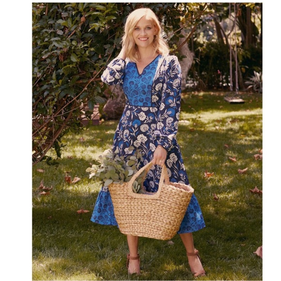 Draper James Dresses & Skirts - Draper James Silk Mixed Print V-Neck Midi Dress 8